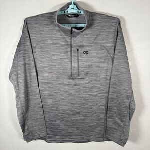 Outdoor Research Tech Grid 1/4-Zip Fleece Mens 2XL Grey Heather Pullover Hiking